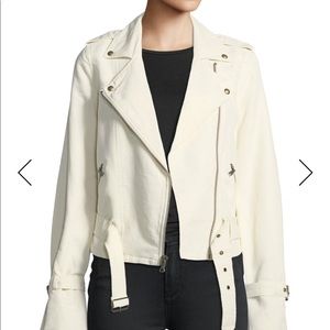 PAIGE Never Worn XS Cream Zip Front Moto-Jacket